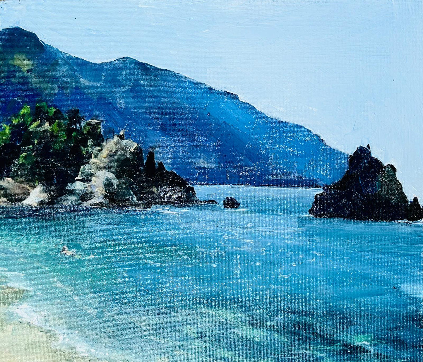 34 Morning swim at Monterosso beach. Italy